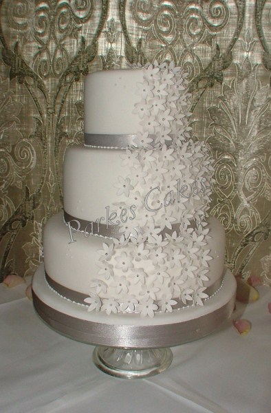 three tier cascading stephanotis wedding cake