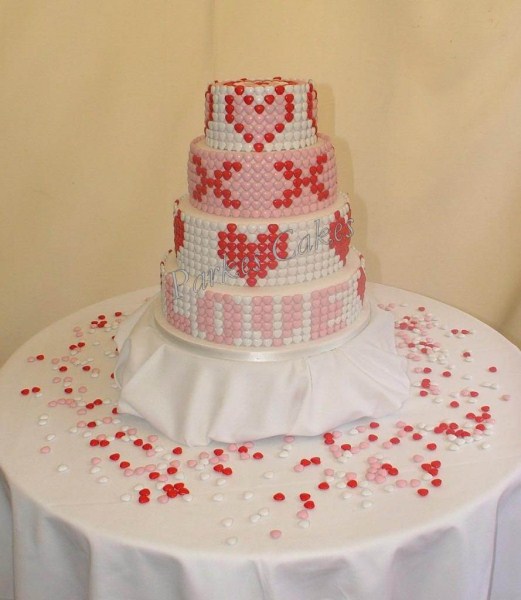 Four Tier Retro Chocolate Candy Wedding Cake