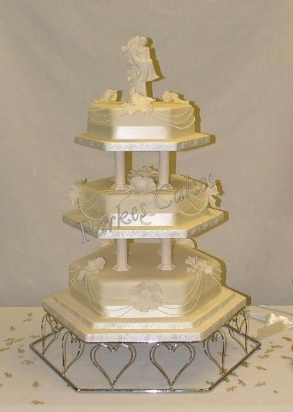 three tier romantic ivory wedding cake