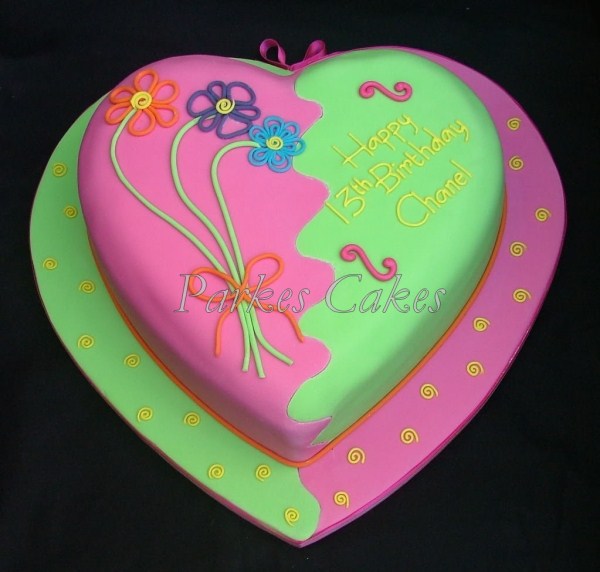 funky heart birthay cake