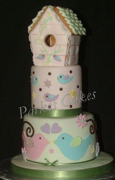 pretty bird box birthday cake