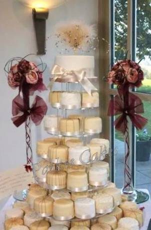 coffee and cream mini cakes wedding cake tower